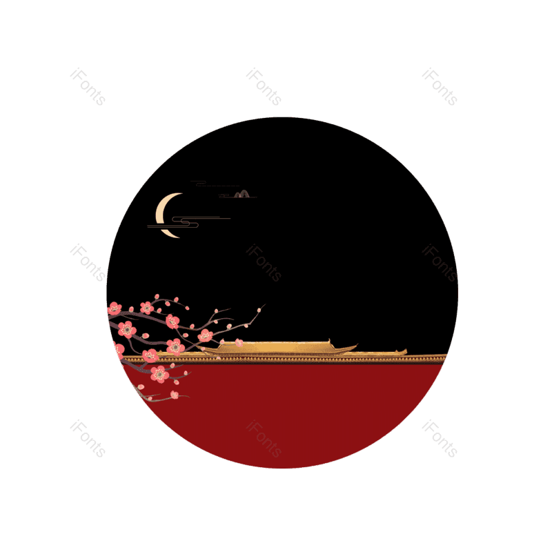 中国风图片,梅花元素,古风PNG,红色背景免抠素材